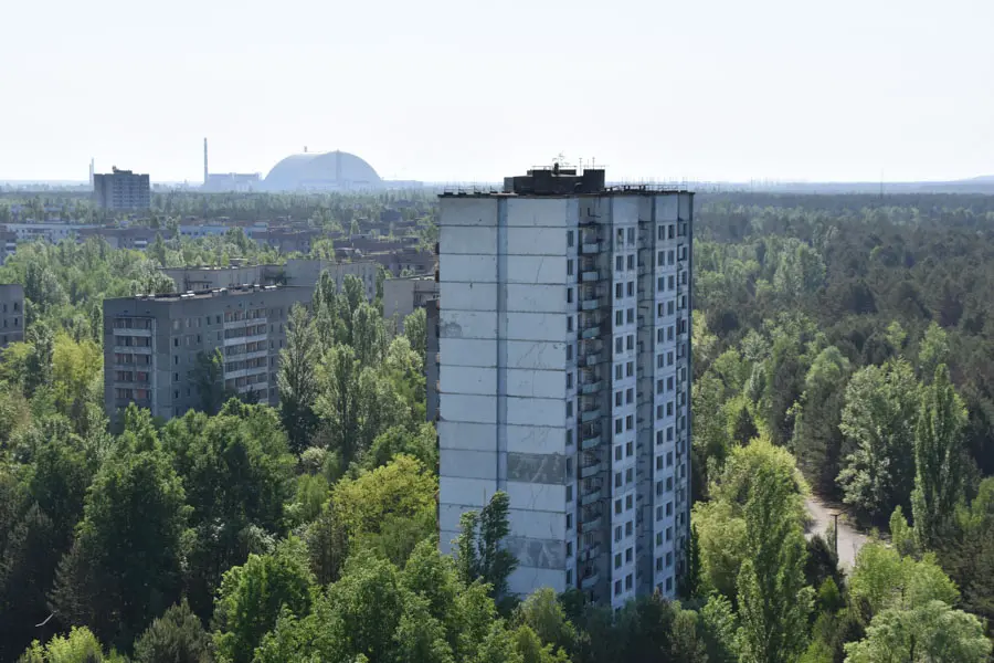 View over Pripyat to Chernobyl