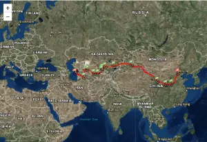 London to China Map